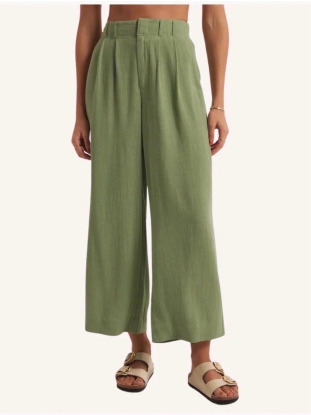 High-Rise Wide-Leg Pants Linen Blend Pants